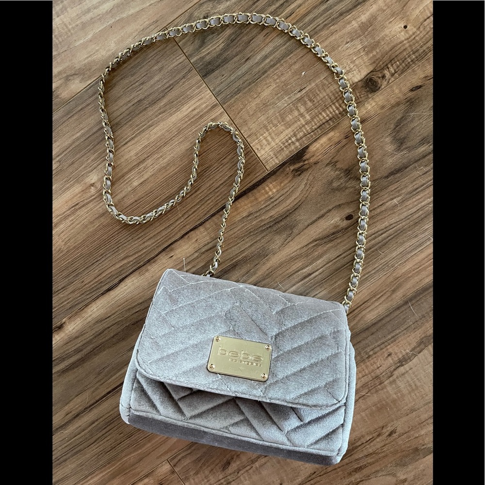 🔥BEBE velvet silver and gold bag🔥